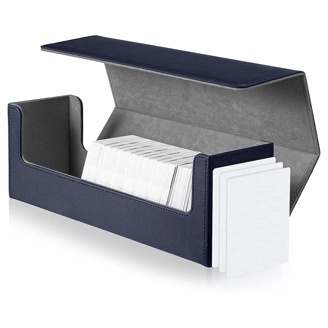 Micvtve Blue Desk Card Box - 400 Card Storage Deck Box Pu Leather For Trading Card Games (Blue)