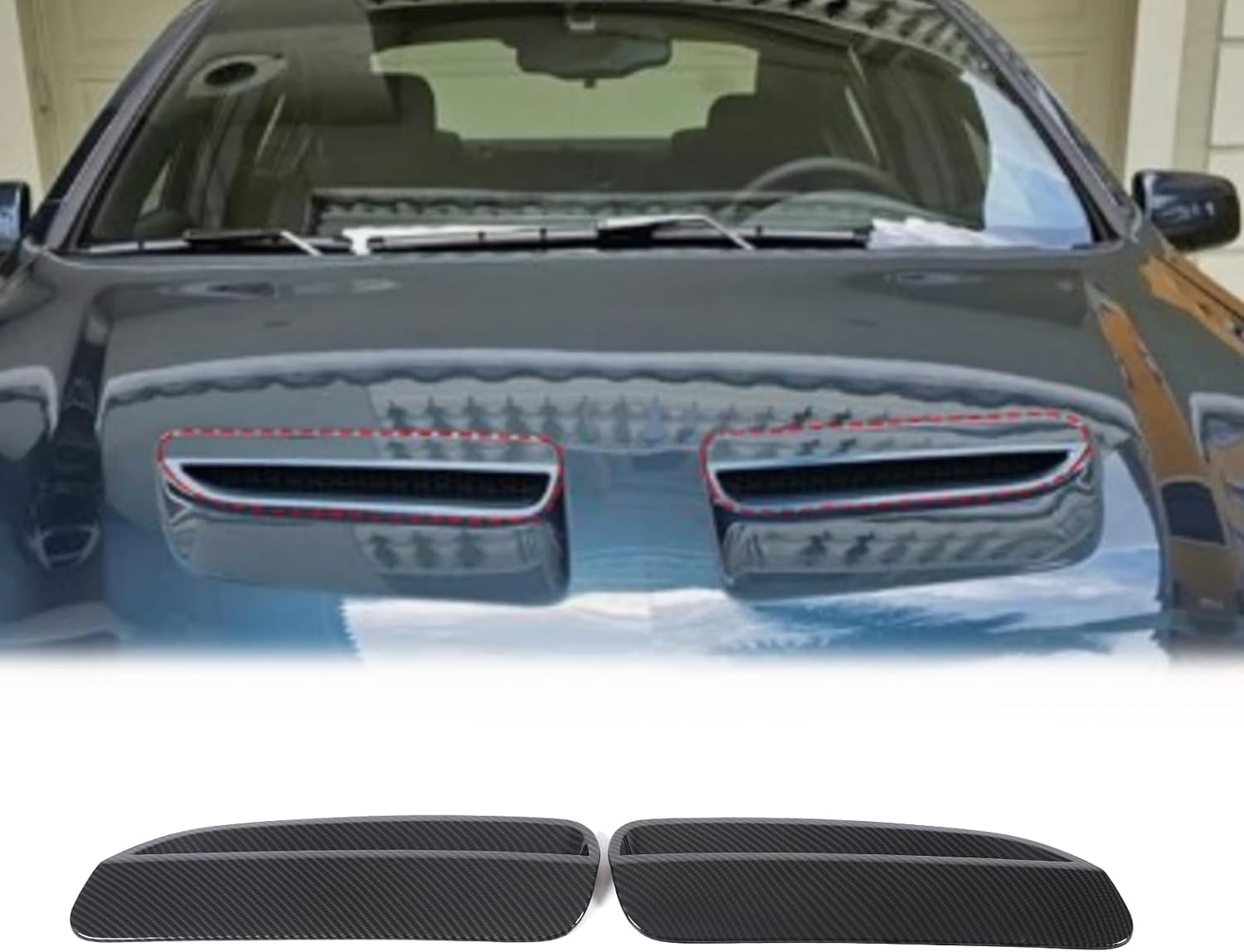 Hood Engine Air Vent Outlet Trim Cover Compatible with Pontiac G8 2008 2009 Accessories, Hood Air Vent Molding Trim Cover (Carbon Fiber Color)