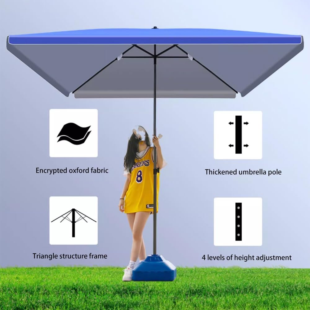 Zewnętrzny parasol ogrodowy przenośny kwadratowy UV 50+ wodoodporny 220 x 180 cm niebieska stalowa rama ogród targ plaża