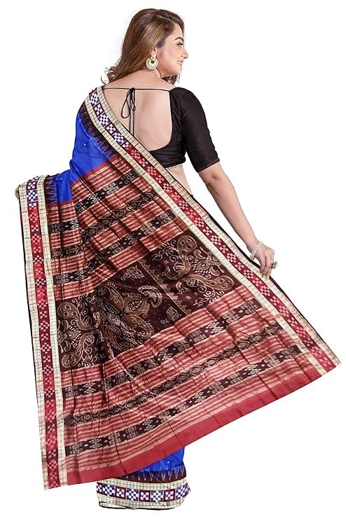 Image of Handmade Pure Bomkai Silk Saree Khandua Natural Silk Ikkat Saree For Women /Ethnic Wear /Traditonal Saree /Handloom Saree With Regular Fit Blouse Piece