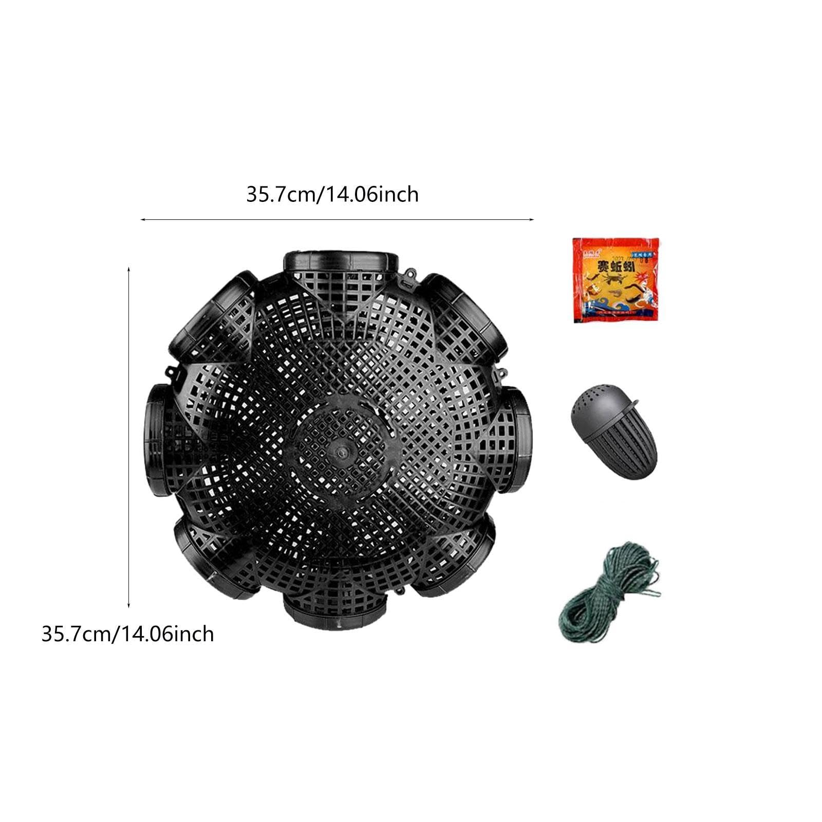Vaveren Crawfish Catching Cage Fishing Basket with Rope Large Capacity Loach Crab Catcher Fishing Accessories for Rivers Lakes Fishers, 8 Holes