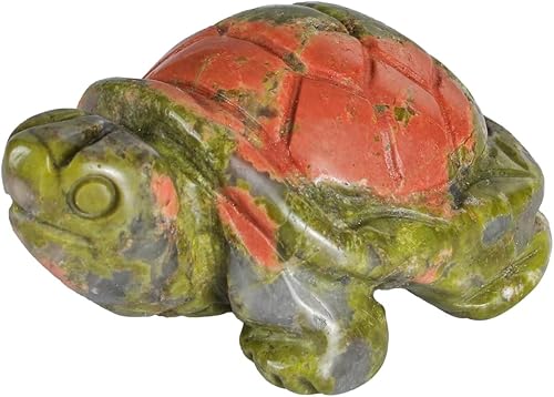 Figura de tortuga Unakite de 2 pulgadas para protección y estabilidad, estatua para longevidad, decoración de tortuga para hogares y oficinas