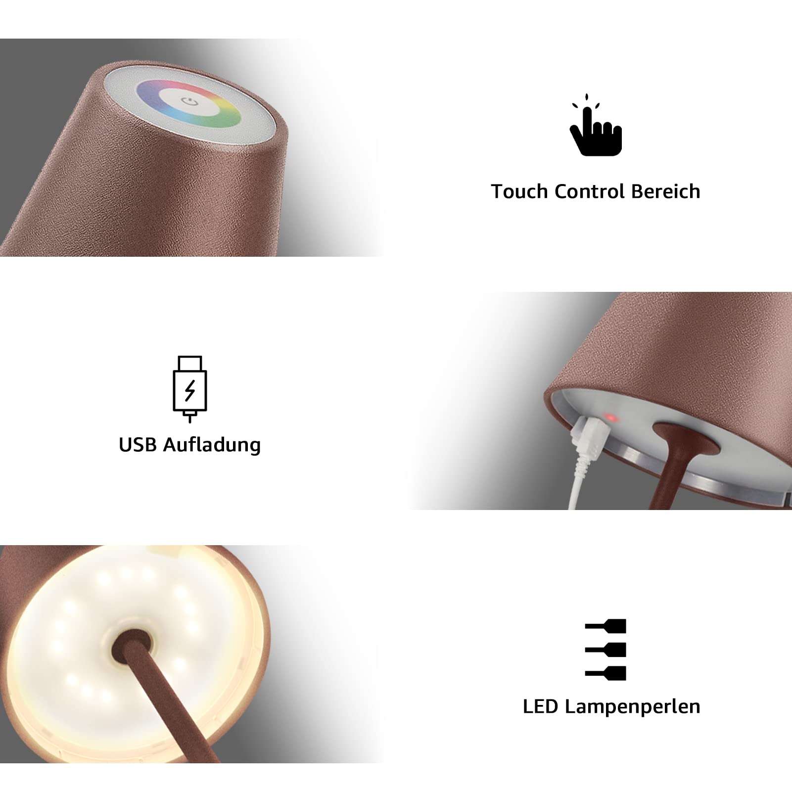 Lampada da tavolo senza fili, lampada da scrivania LED portatile con m