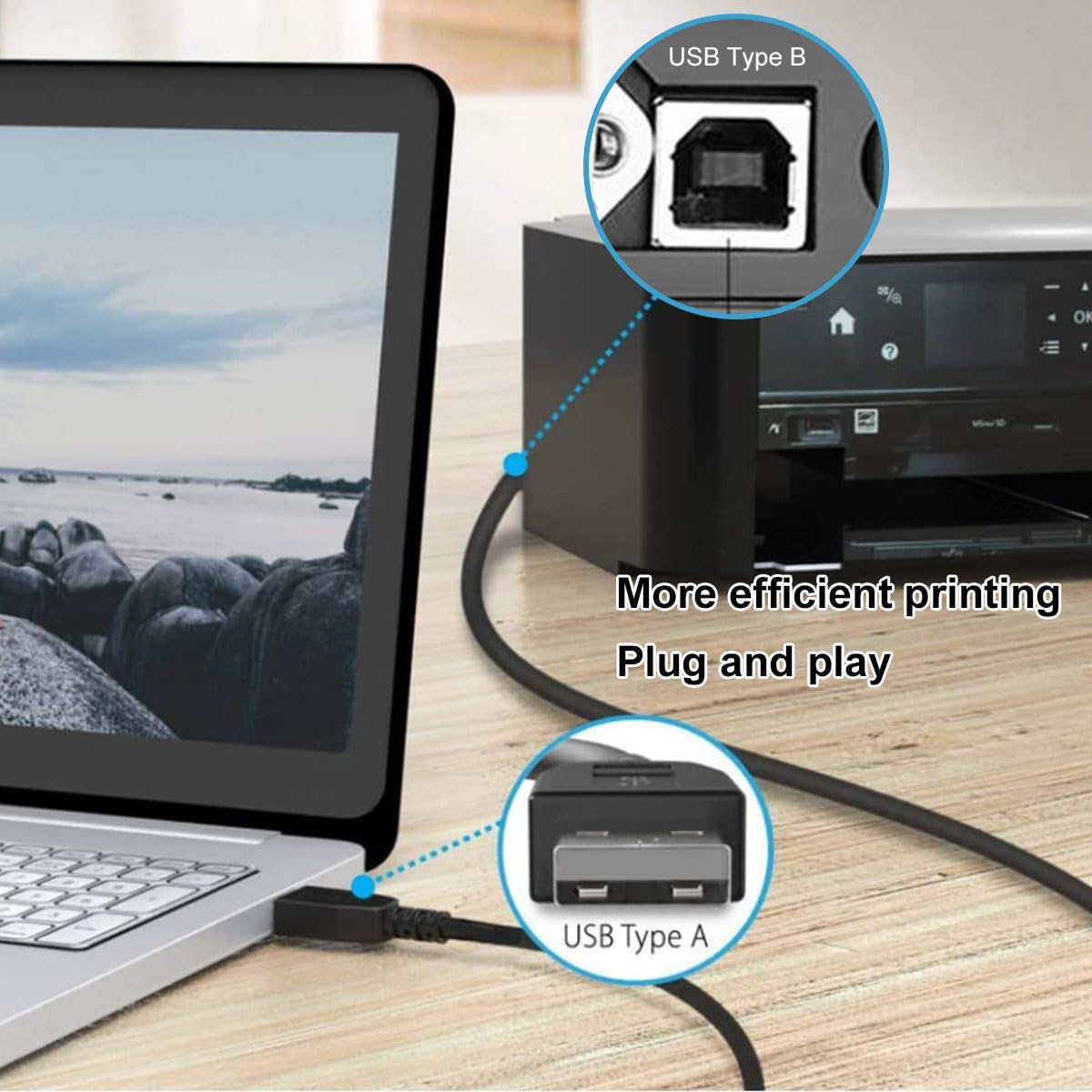 Cavo USB OTG 2.0 Da 20 Piedi (6 Metri) – Tipo B Per Illuminazione IOS – Dispositivi Compatibili - Foto 3