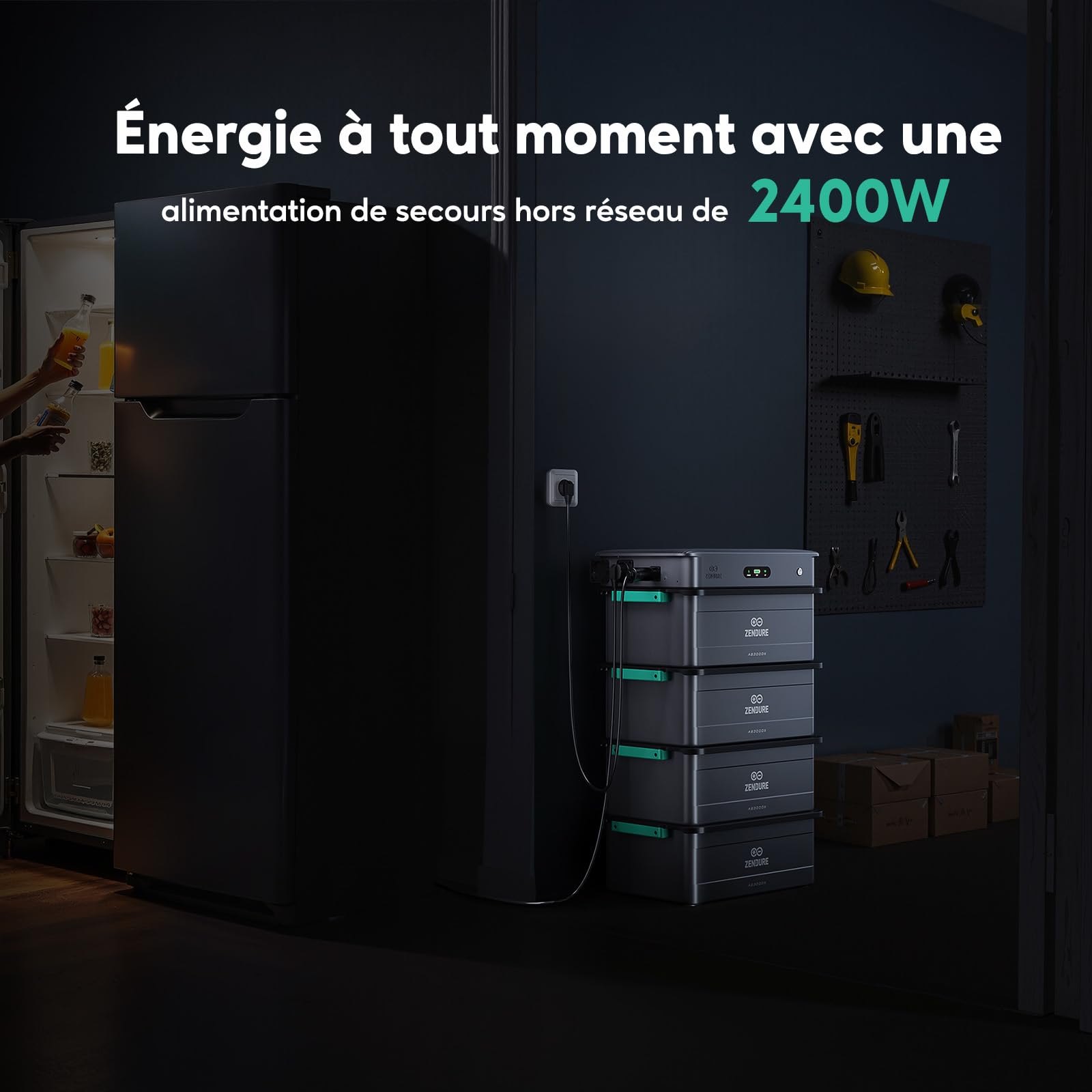 Zendure SolarFlow 2400 AC, Gestion de Puissance Couplé IA AC Système, Gestion du Stockage d'Énergie Domestique, Entrée AC et Sortie 2400W, 17,28kwh Capacité Extenable, TOU, 3*AB3000X Batterie
