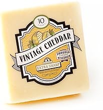 Aged White Cheddar Cheese - 10 Years | 8 oz Piece | Extra Sharp, Bold & Tangy Authentic Wisconsin White Cheddar Cheese Aged for 10+ Years (2-Pack)
