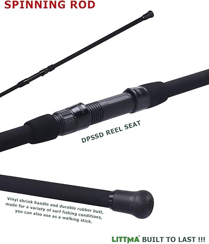 Miniatura 4 de LITTMA Caña de surf Spinning LITTMA - Cañas de surf de agua salada de 12 pies, 9 pies, 10 pies, 11 pies, caña de surf de grafito, caña de surf de