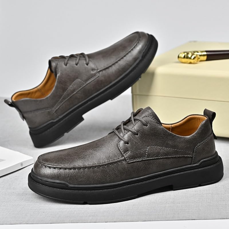 Men's Outdoor Thick-Soled Casual Shoes Comfortable Low-top Round-Toe Oxford Shoes for Travel Driving Business Men Versatile Breathable Shoes