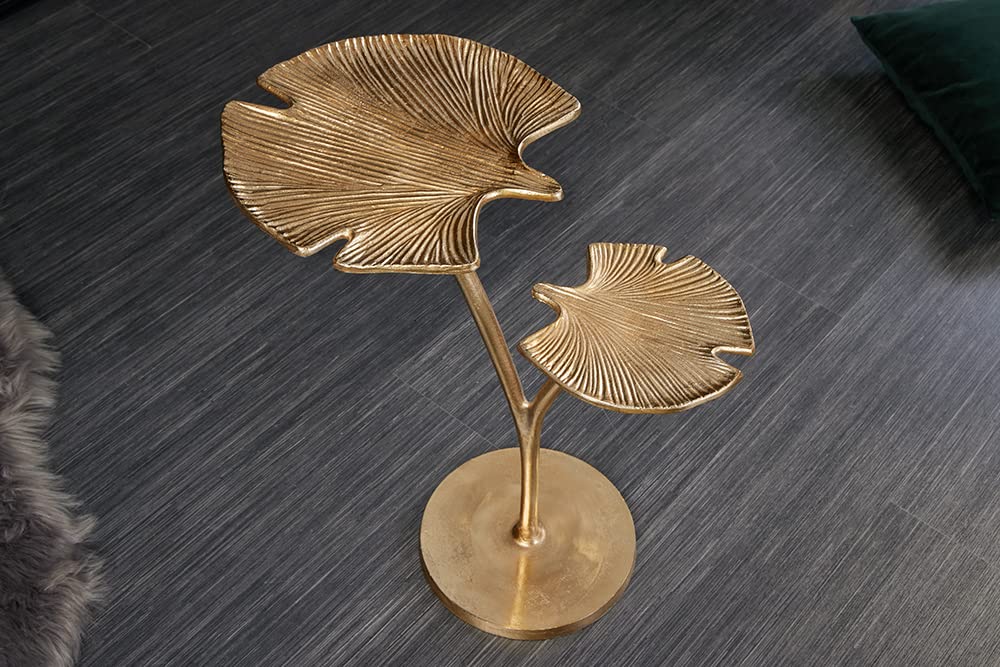 Beistelltisch GINKGO LEAFS 50cm - gold - Metall - handgefertigt Couchtisch