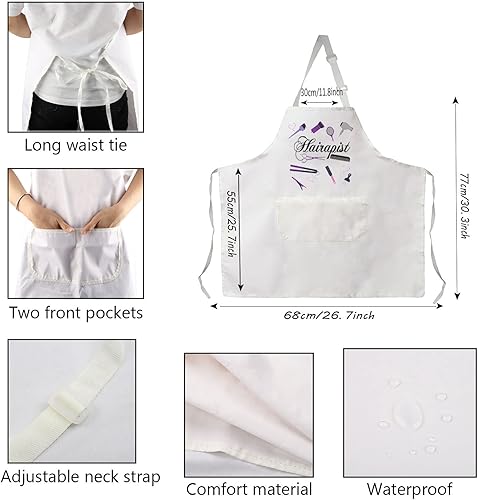Miniatura 3 de PXTIDY Delantal para estilista con bolsillos, delantal de peluquería para peluquería, delantales de salón de belleza, regalo para estilista,