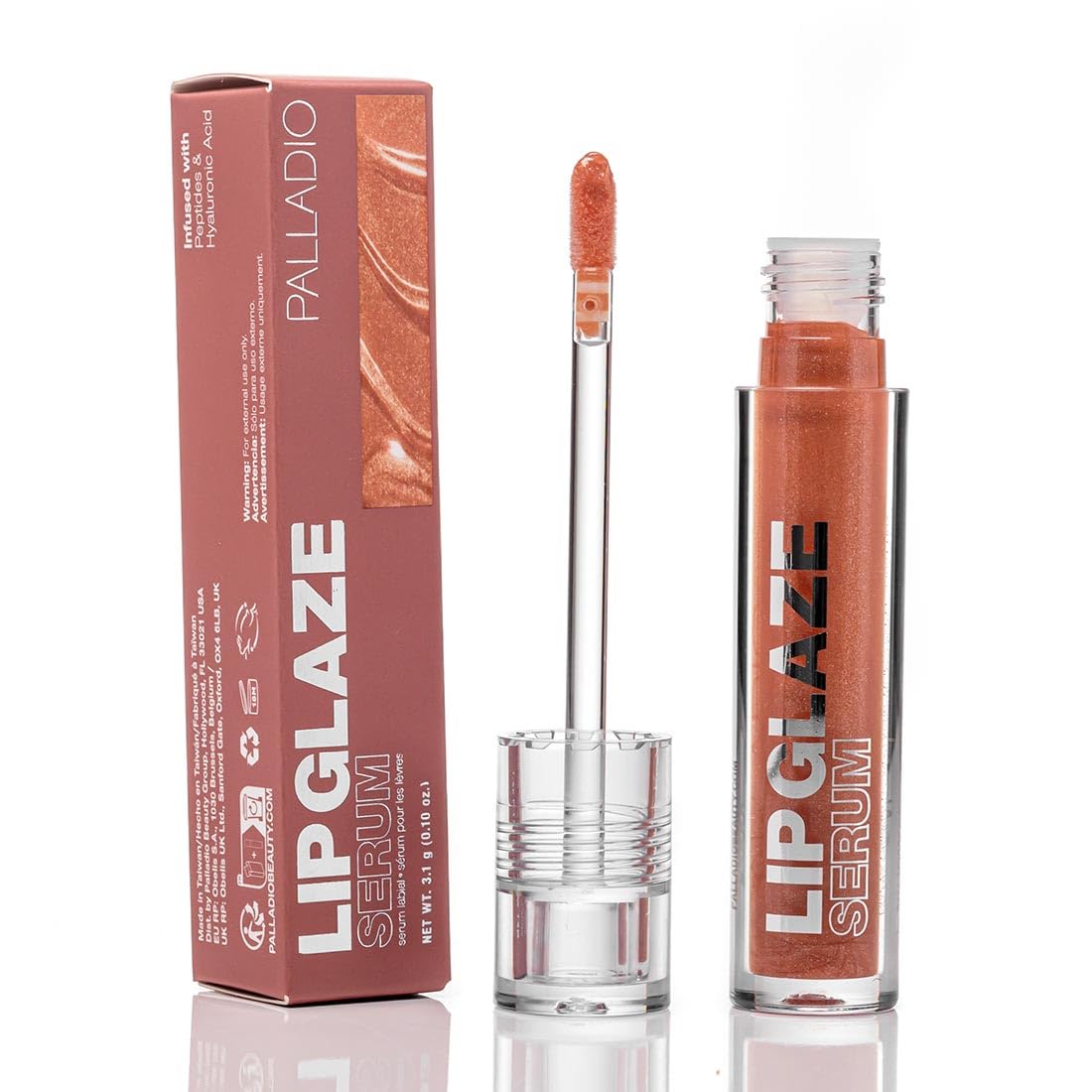 Palladio Lip Glaze Serum, Hydrating Lip Gloss with Peptides & Hyaluronic Acid for Plump, Smooth, and Nourished Lips – Vegan, High-Shine, Non-Sticky Finish (Bellini Fizz) - Image 9