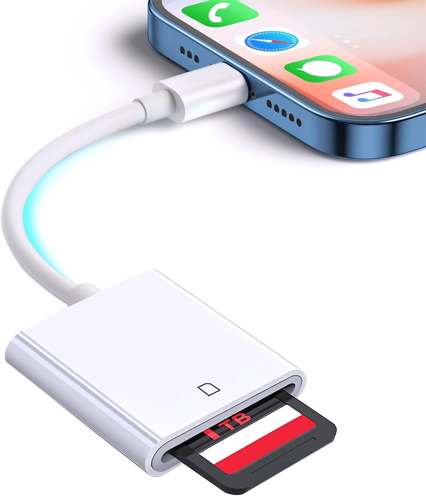 SD Card Reader, Lightning SD Card Camera Reader, Digital Camera, Smartphone Transfer, For i-Phone/i-Pad, High Speed Transfer, High Definition Photo Video, Audio Files, 4K Video, Reading, Word, Excle,