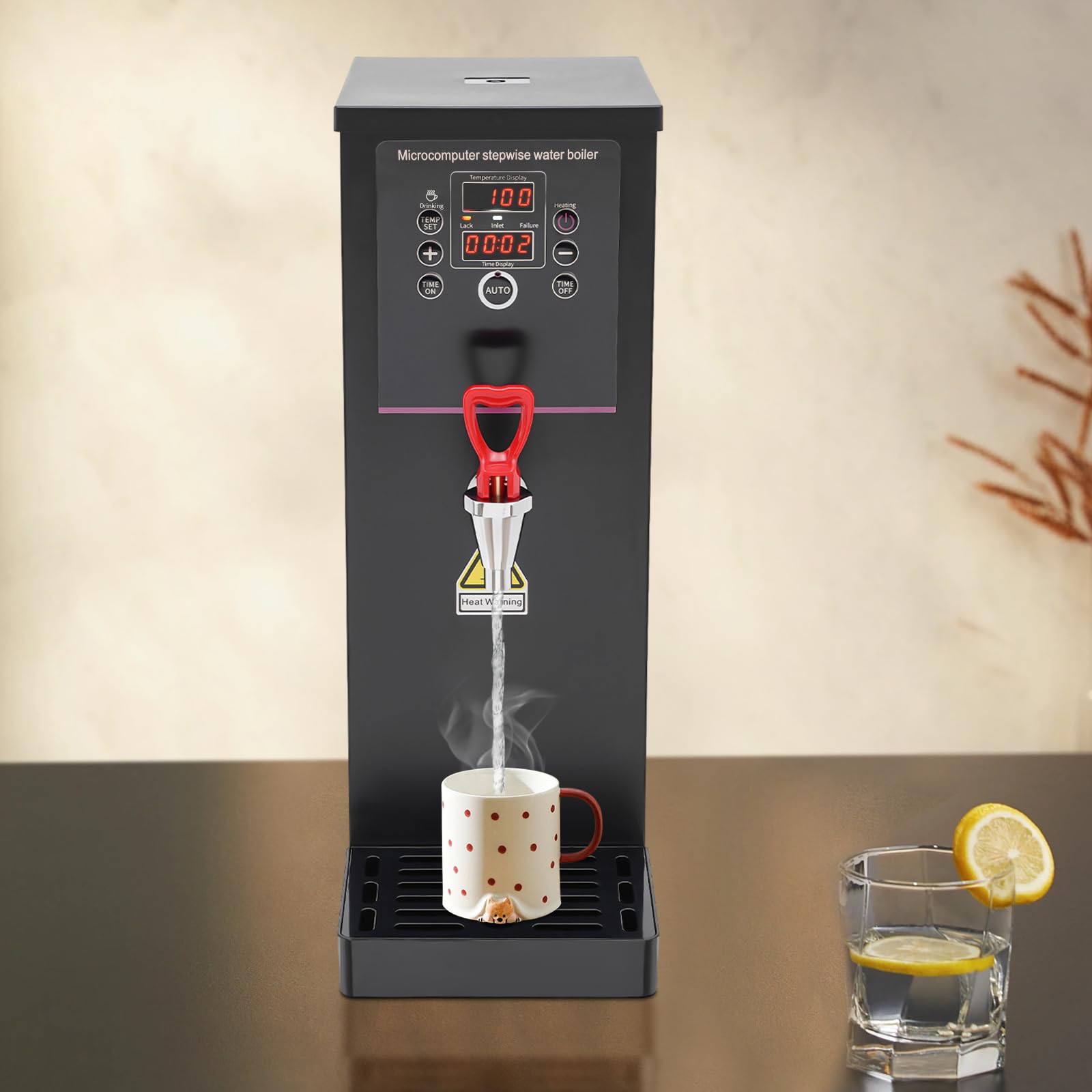 BANLICALI 10L Electric Water Boiler, 2500W Commercial Step-Heating Hot Water Dispenser with Digital Display & Drip Tray, 30-100? Water Boiler for Restaurants Schools 8-12min 110V (Black)