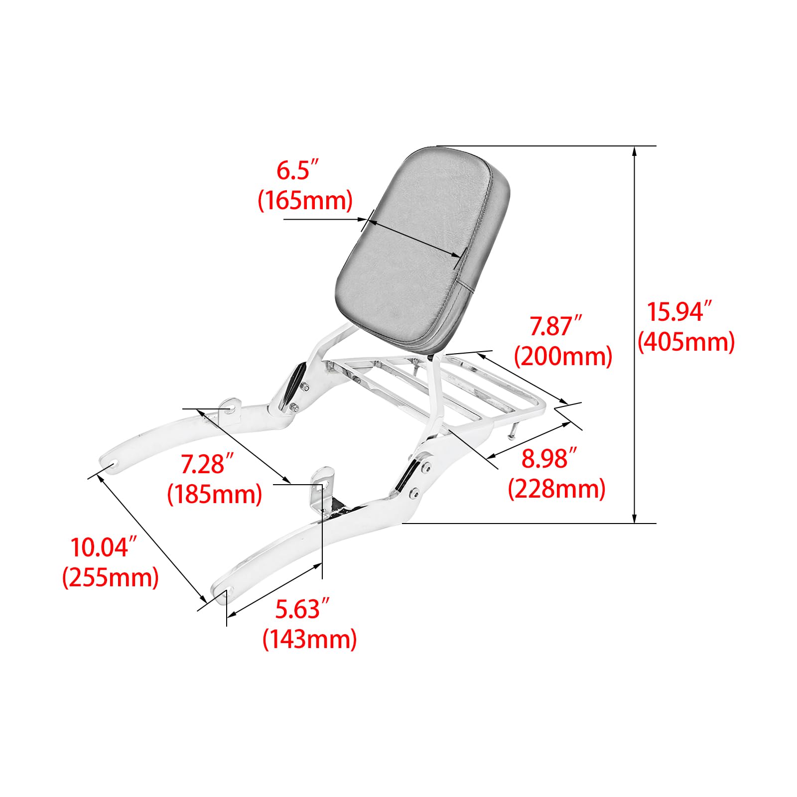 Sissy Bar - Schienale passeggero rimovibile con portapacchi per Yamaha Virago 400 535 XV400 XV535 per tutti gli anni, cromato