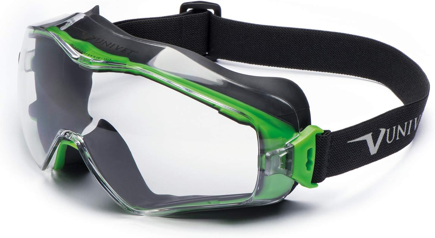 Univet 6X3.00.00.00"6X3" Safety Goggles with Clear Glass, Dark Grey