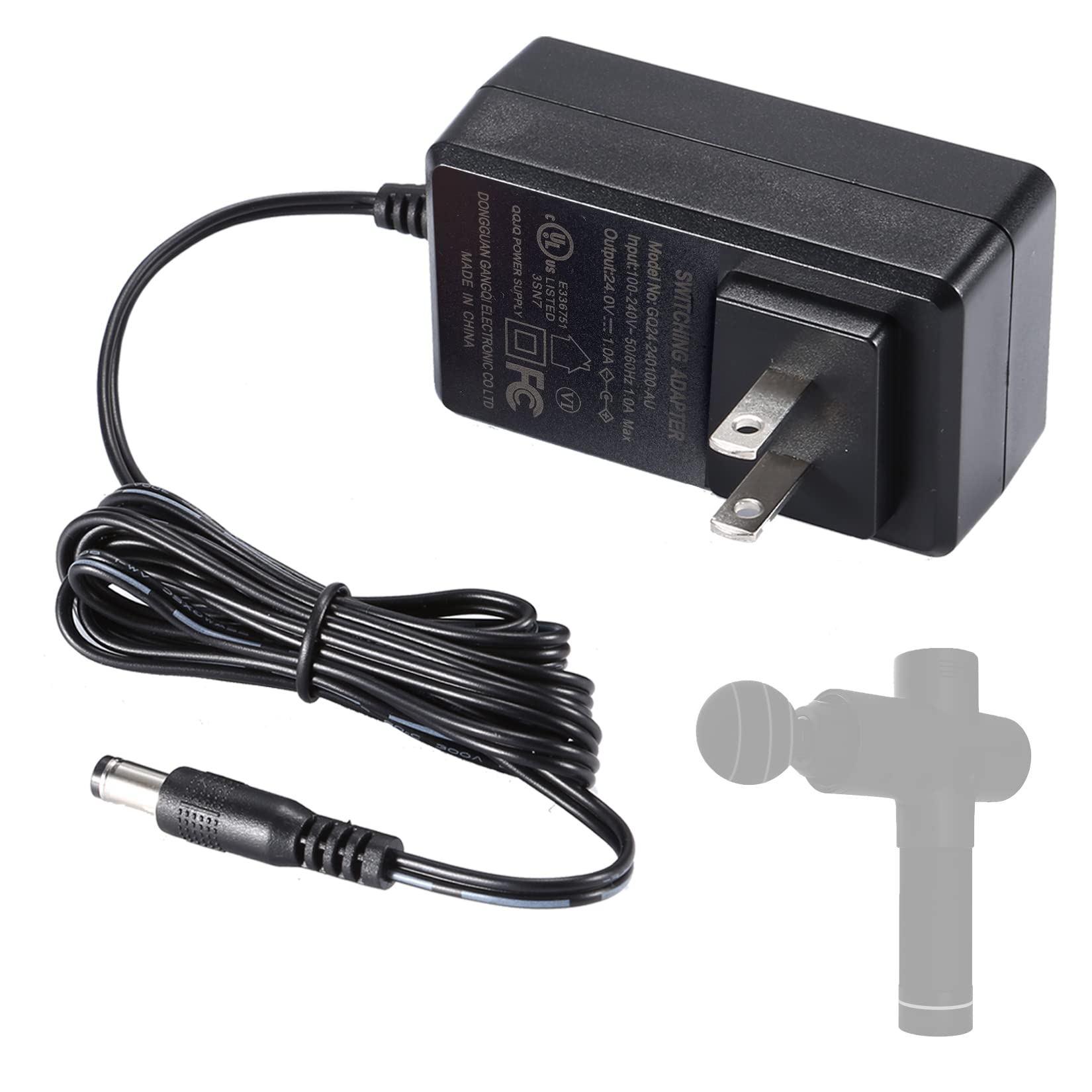 GRACETOP Massage Gun Charger Output: DC 24V 1A Support 25.2V Massage Gun Power Cord Muscle Blaster (Massage Gun Charger)