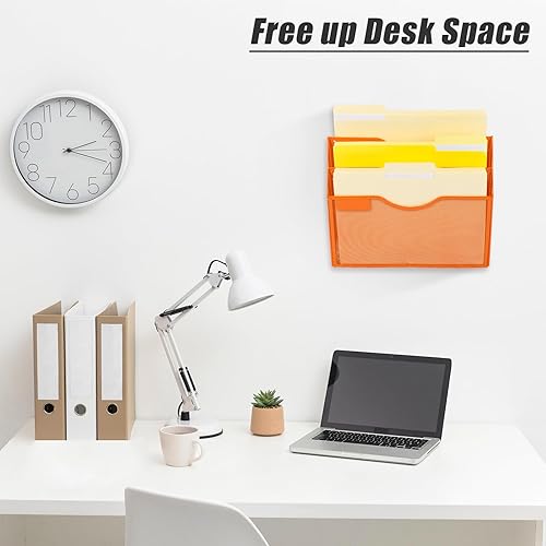 Miniatura 9 de EASEPRES Organizador de archivos de pared de malla con 10 bolsillos para colgar en la oficina, color negro