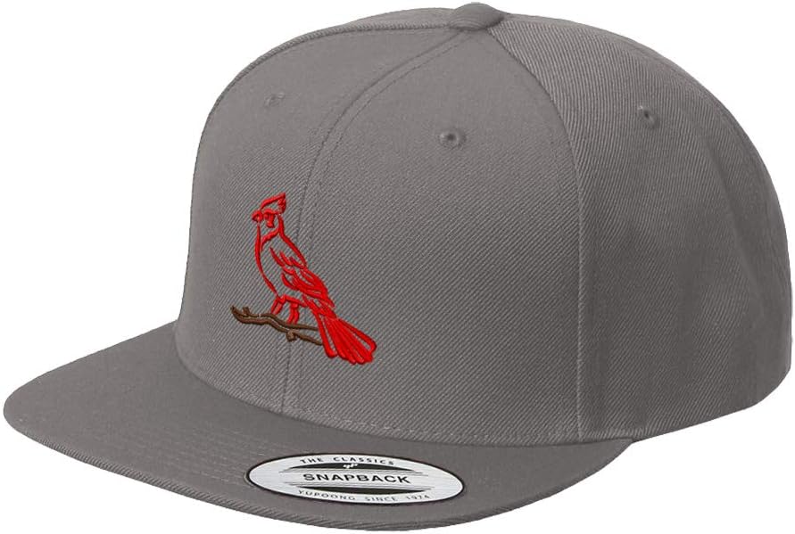 Snapback Hats for Men & Women Wildlife Bird Cardinal Animals Acrylic Flat Bill Baseball Cap Dark Grey Design Only