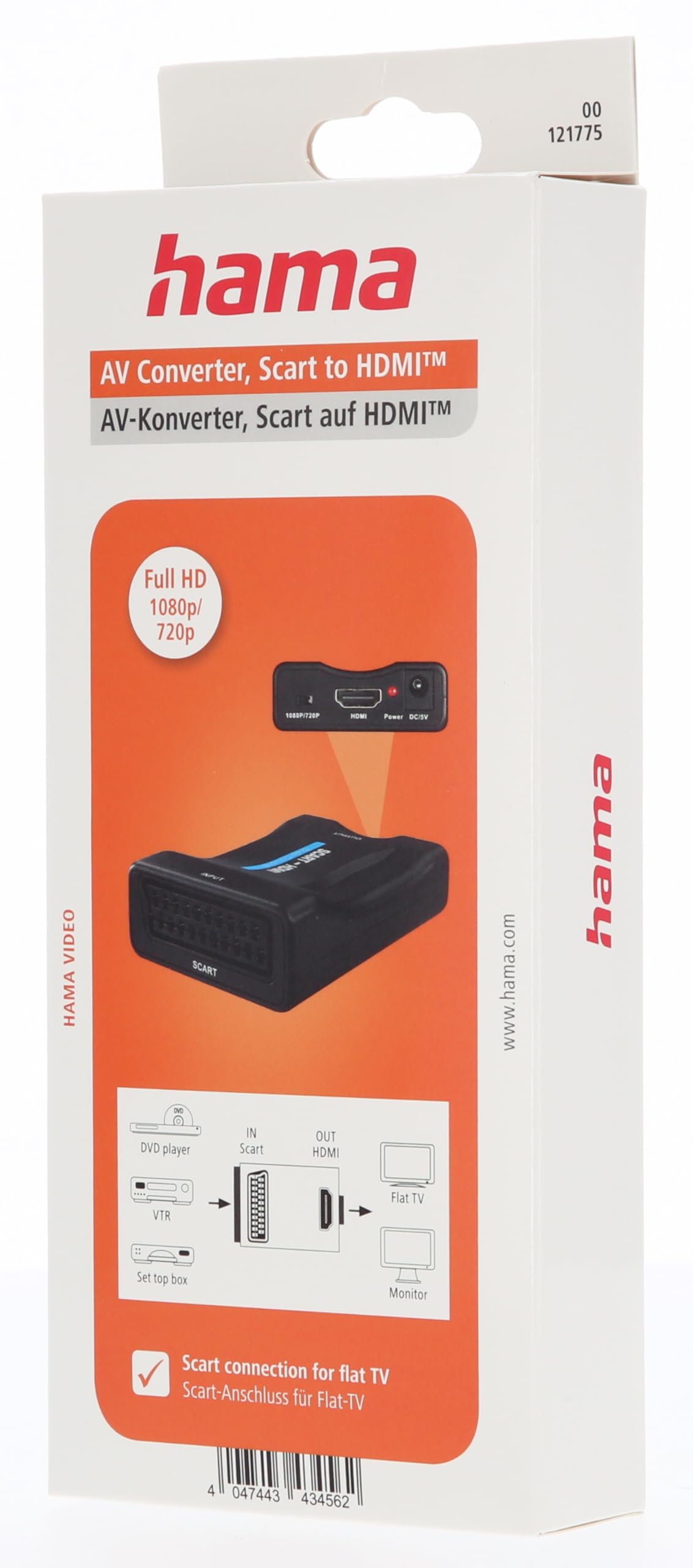 Hama Scart do HDMI Converter, Adapter Konwerter Przejściówka Full HD, Kompatybilny z Magnetowidami, Dekoderami i Odtwarzaczami DVD