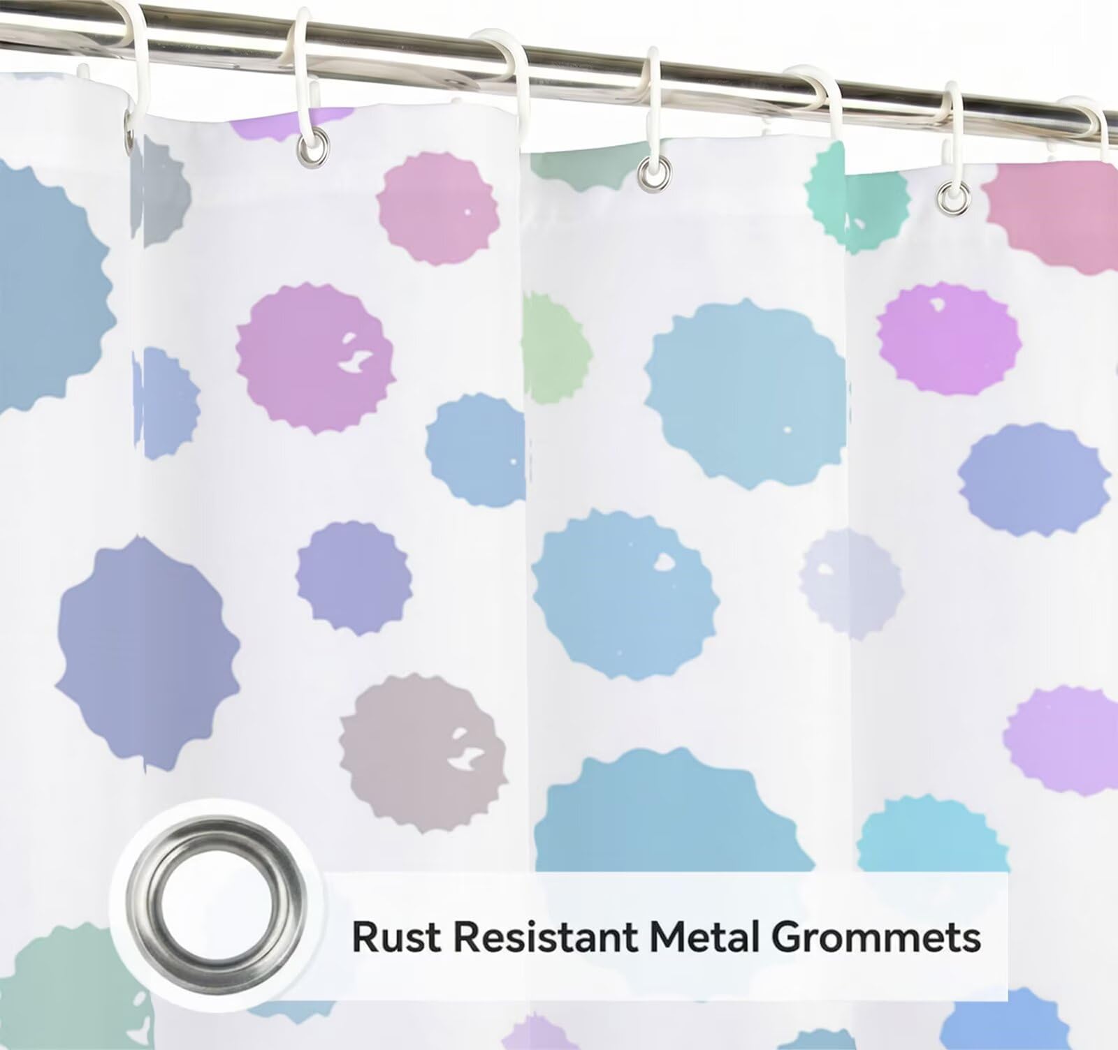 Rideau de Douche 180x220 cm - Tissu Polyester Imperméable Anti-Moisissure - 12 Anneaux Inclus - Ourlet Lesté pour Stabilité - Lavable en Machine - Idéal de Baignoire et Douche - Violet & Pois Y1#512