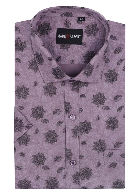 Image of MARK & ALBERT Men's 100% Cotton Printed Half Sleeves Regular Fit Shirt for Men