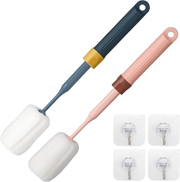 2-Pack Adjustable 12.9" Sponge Bottle Brushes Cleaning Set