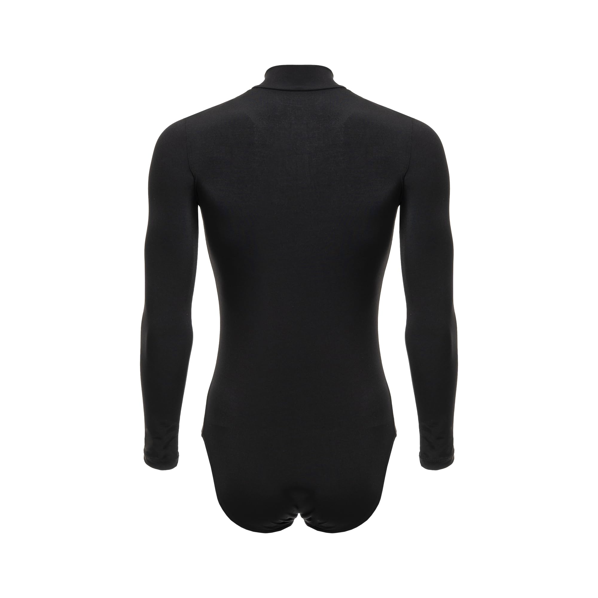 Body Lupetto Uomo Danza – Maniche Lunghe, Tessuto Elasticizzato, Chiusura a Bottoni – Per Latino Americano, Salsa, Samba, Cha Cha – Nero o Bianco – Taglie S-3XL – Made in Italy