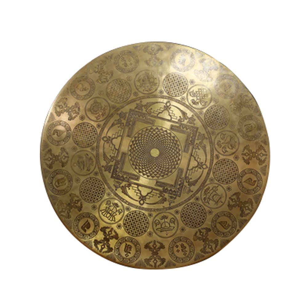 BBAUER gong tibetano tibetano percussion batteria Big Causeway Copper Sound Relax of Meditation Music Music Snaping Six Characters Mantra Planet Causeway(Color:A,Size:60cm)