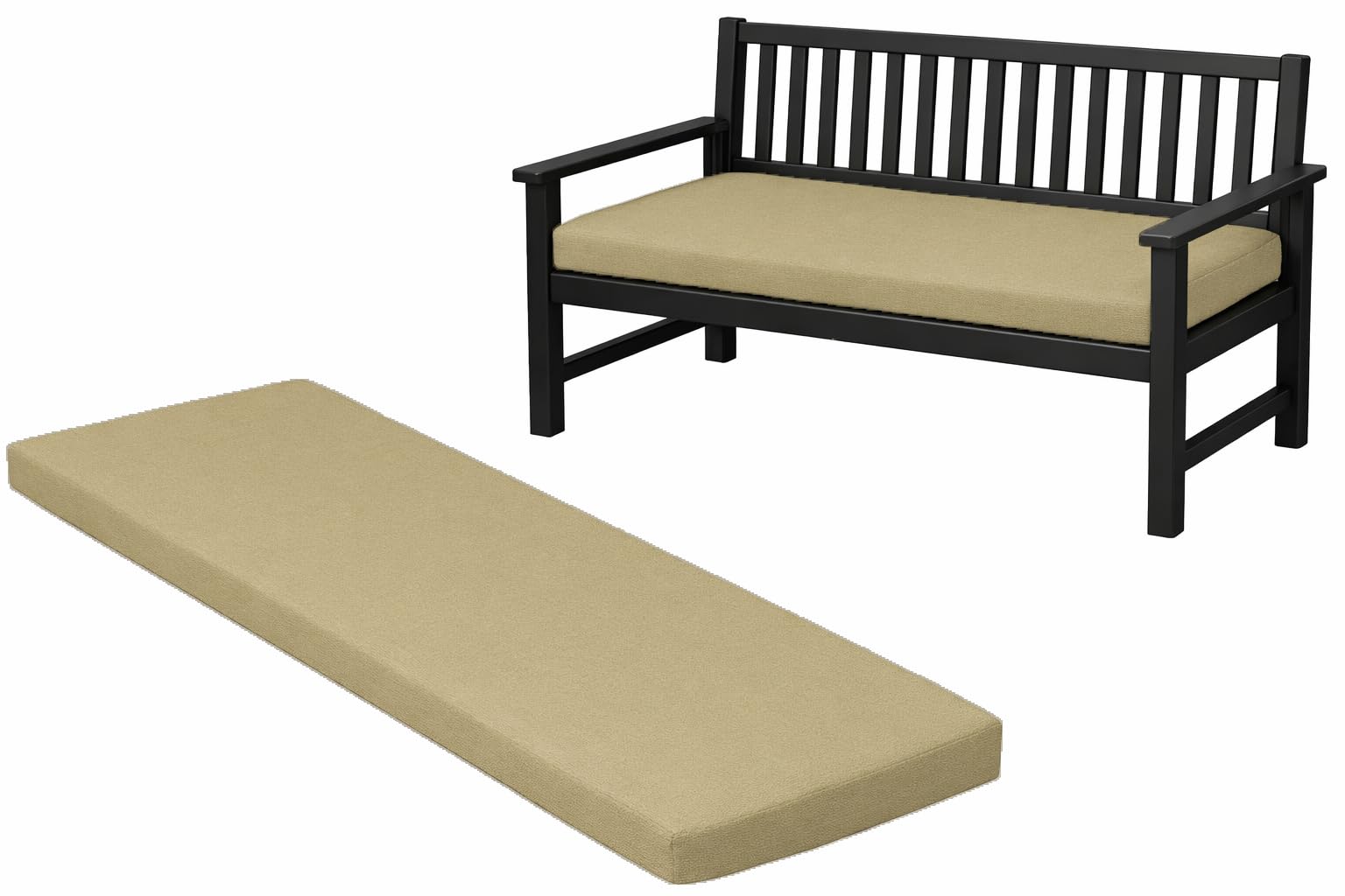 Pinkfairy Garden Bench Seater Outdoor Furniture Rattan Sofa Patio Cushion Sun Lounger Swing Chair Indoor Cushions Floor Seat Rectangle Large Foam Pad (Sand, 2 Seater 108cm x 45cm x 6cm) โ image 1