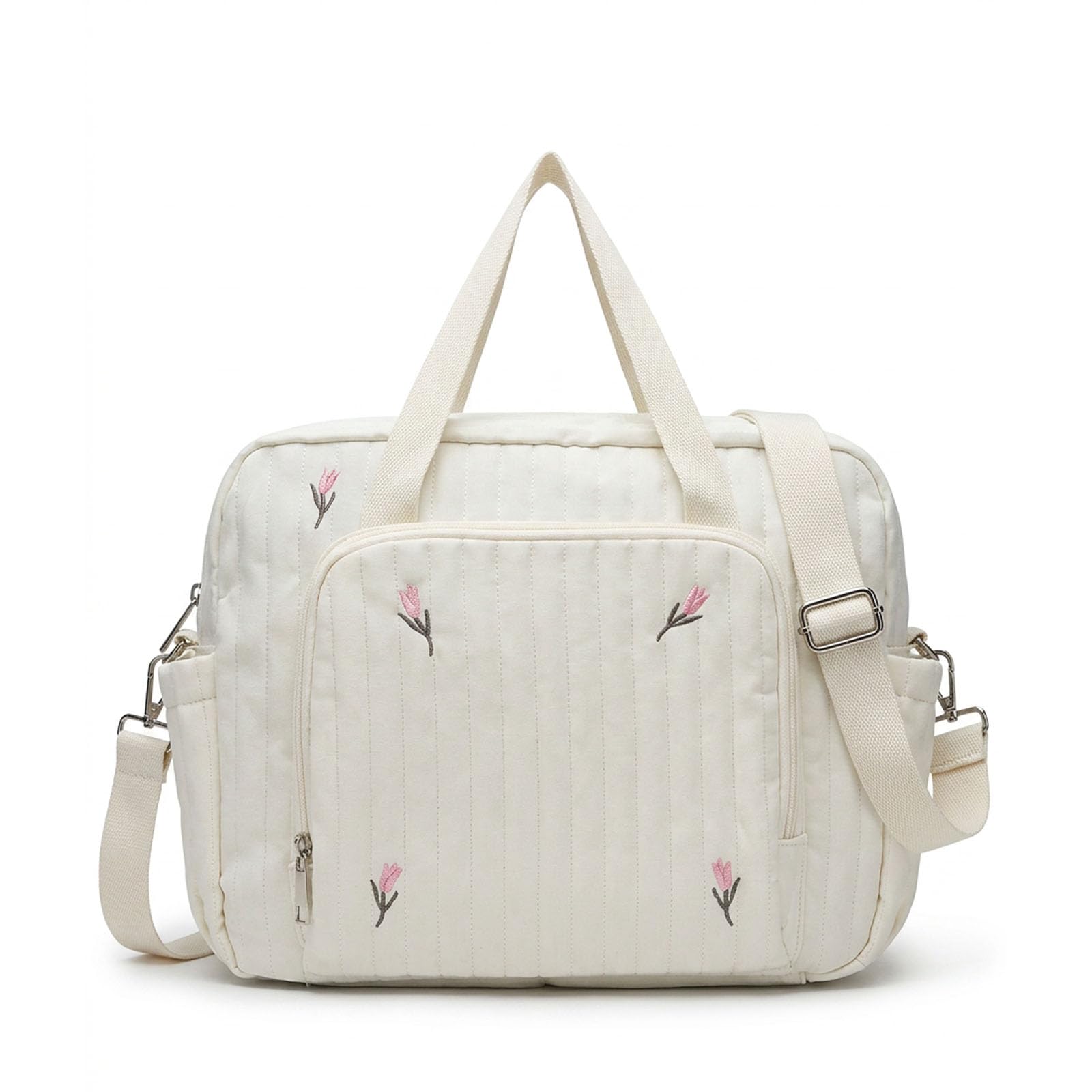 Large Capacity Tote Diaper Bag for Mothers for Travel With Multi Pockets | Tulip Pattern, Lightweight, Baby Bag For Mother Travel, Durable Fabric, 33x9.5x26cm, For Mommy Baby Daily & Travel-image-2