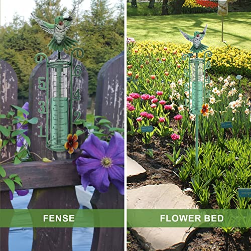 Apsoonsell Rain Gauge Outdoor - 7" Capacity Rain Gauges With Metal Stake, Green Rain Gauge Large Numbers Easy To Read For Garden Yard Lawn Decoration #TOP5