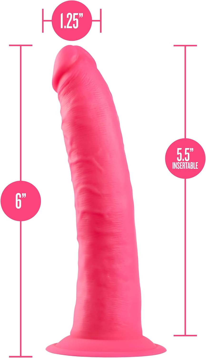 Blush Neo Elite 5.5" Dildo for Beginners - Ultrasilk Silicone Realistic Cock - SensaFeel Technology - Suction Cup Base and O-Ring Harness Compatible - Safe Sex Toy for Women Men & Couple- (Neon Pink)