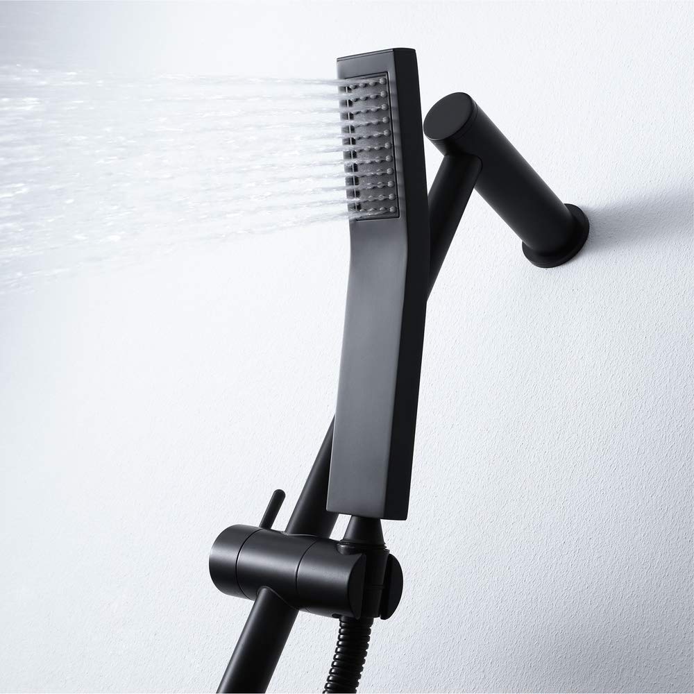 Badezimmer-Duschsystem für Badezimmer, Wandmontage, Dusche mit Regendusche und Handbrause, quadratisch, Regendusche, Mischbatterie, Kombi-Set, Duschsystem, Duschköpfe