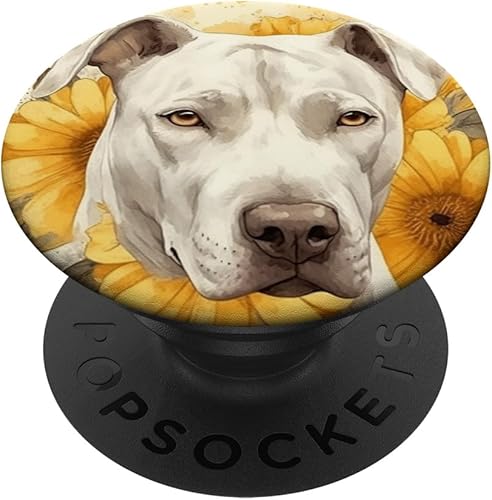Dogo Argentino Perro Acuarela Girasol PopSockets Estándar PopGrip
