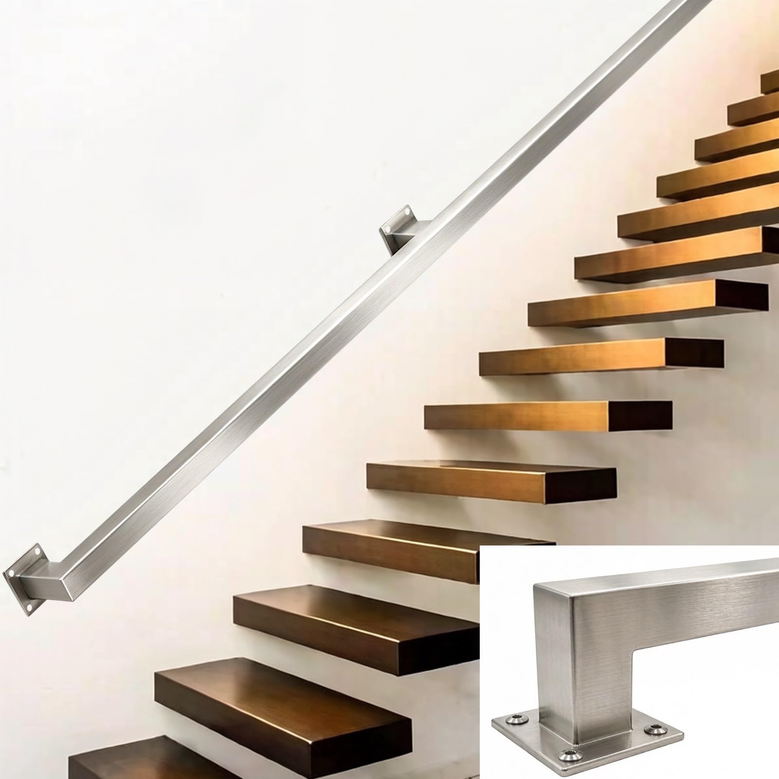 Liyadolaam Women's One Color Modern Industrial Stair Railing For Outdoor Indoor 1M 1.8M 2.5M 4M 6M Handrails Balance Assistance 200Kg Load Capacity Non Slip Bathroom Grab Bar(9Ft/270Cm)