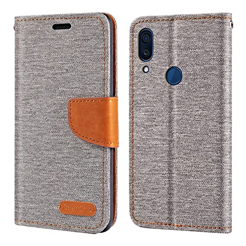 Shantime Funda Tipo Cartera Tela Oxford Compatible con ZTE Axon 9 Pro, Cubierta Protectora Magnética con Ranuras y Soporte(Gris)