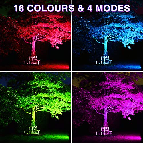 Ustellar 2 Pack 30W RGB LED Color Changing Flood Lights Indoor Outdoor Colored Floodlight Remote IP66 Waterproof Color Lights Outside Dimmable Wall Wash Light Halloween Party Landscape Stage Lighting