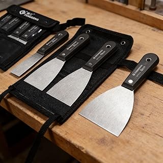4-teiliges Spachtelmesser-Set, 3,8 bis 10,2 cm Trockenbaumesser mit Werkzeugtasche, Karbonstahlklinge zum Verteilen von Schaben
