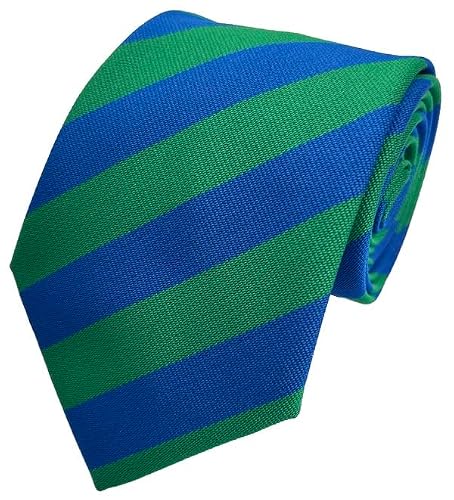 Great British Tie Club School Ties (23 Block Stripe Colour Variations) Primary Junior Size (Green & Royal Blue)