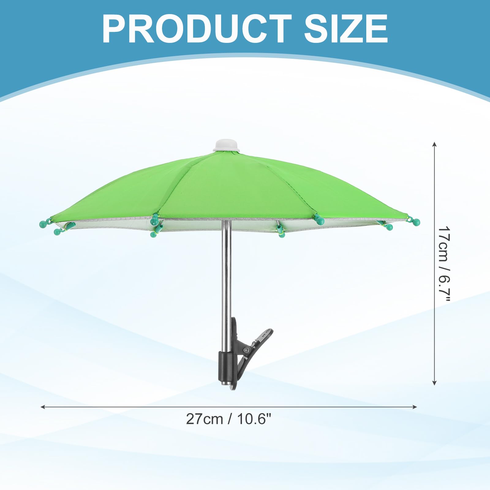 QUARKZMAN Phone Umbrella - Ombrellino Regolabile Per Telefono Con Clip Stabile Mini Copertura Ombreggiante Universale Per Cellulare Da Spiaggia/Piscina/Esterno, Verde