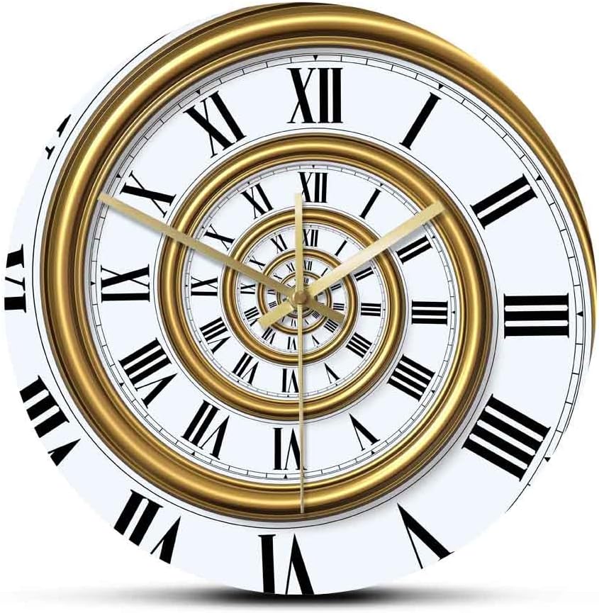 The Geeky Days Abstractionism Roman Spiral Acrylic Silent Quartz Printed Wall Clock Vintage Gyroidal Roman Numerals Wall Hanging Watch Timepiece Home Decor (15x 15 inch)