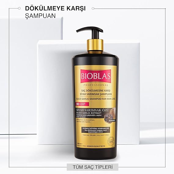Bioblas Siyah Sarımsak Şampuan – Saç Dökülmesine Karşı, Güçlendirici & Onarıcı Etki, Organik Zeytinyağlı, 1000 ml