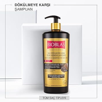 Bioblas Siyah Sarımsak Şampuan – Saç Dökülmesine Karşı, Güçlendirici & Onarıcı Etki, Organik Zeytinyağlı, 1000 ml