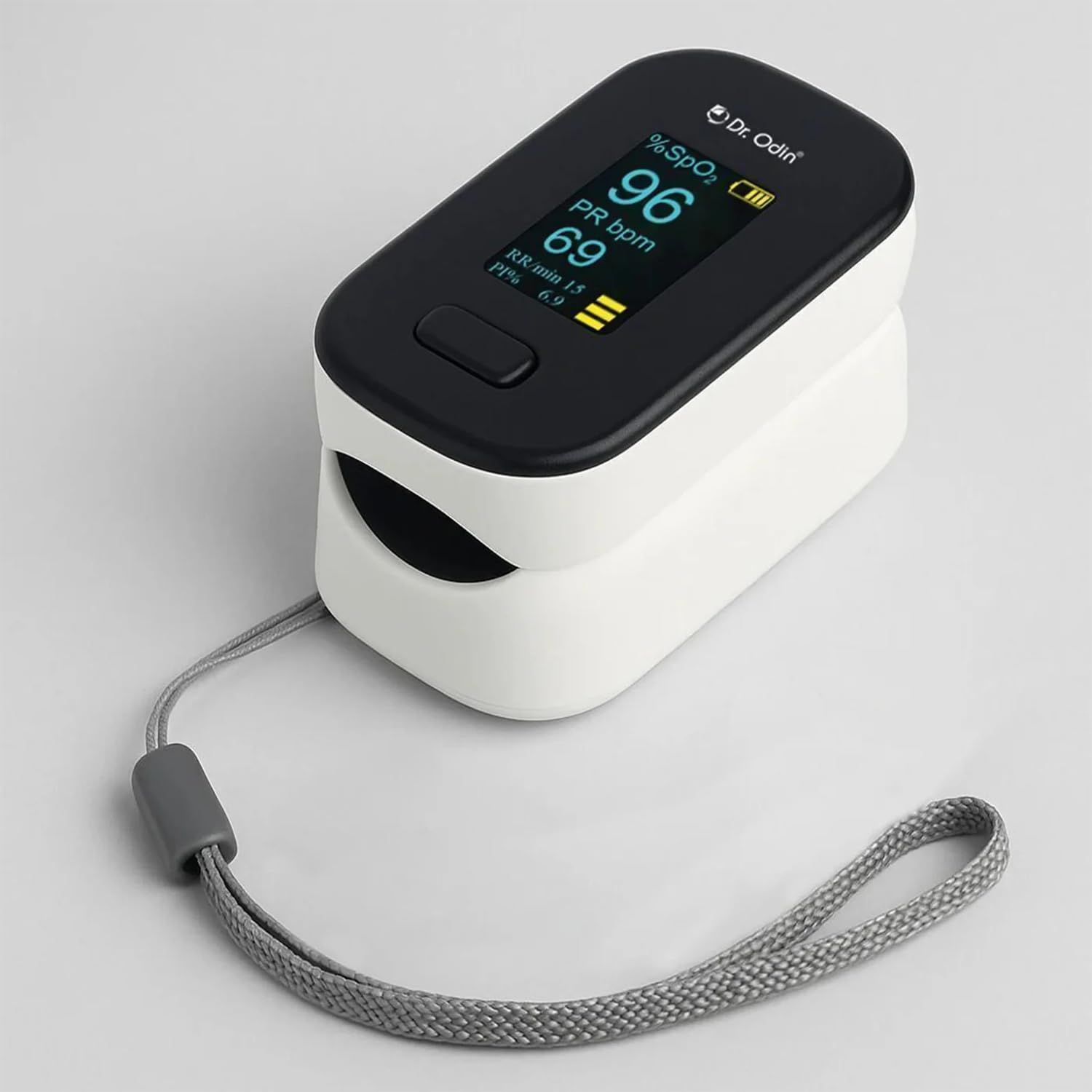 Dr. Odin OPO 103 Digital Pulse Oximeter for SpO₂ & Pulse Rate Monitoring with Dual Color Display, 360° Rotatable View with PI & RR Monitoring, Auto Power Off (White)-image-8