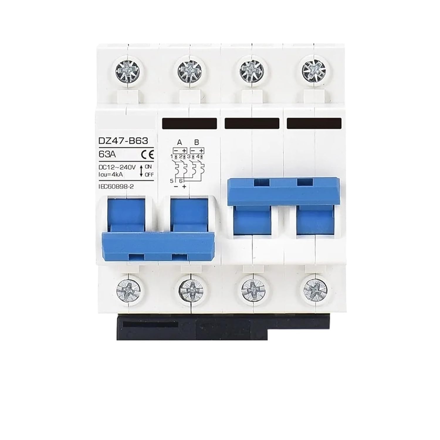 Applicable to DC MCB 12V-240V DZ47 Circuit Breaker 125A 63A 32A 16A - Power Switch Protector for Battery Cars and Generators(1P,B125A)