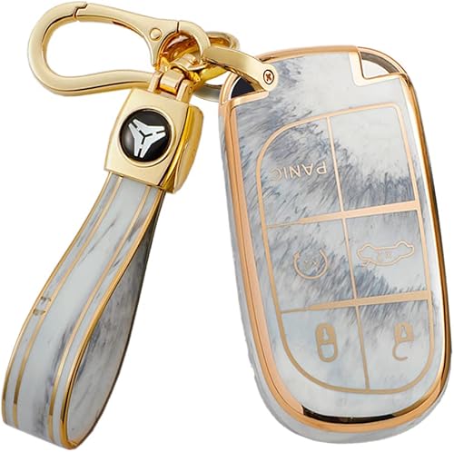 Miniatura 1 de ontto Funda inteligente para llavero de 5 botones para Jeep Grand Cherokee Renegade Chrysler 200 300 Dodge RAM Durango Challenger Journey Gris