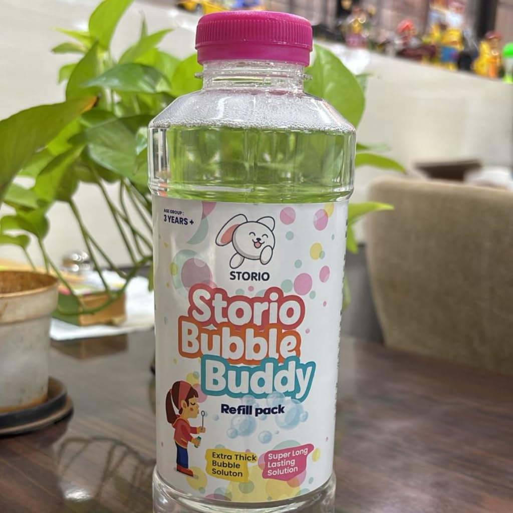 Storio Bubble Liquid Solution Bottle 750ml | Colorful Bubble Refill for Bubble Guns, Camera & Machine Toys | Safe & BIS Approved Bubble Water for Kids 3+ Years 1