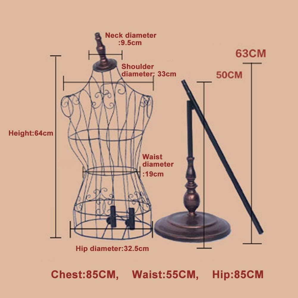 Female Black Metal Adjustable Height Wire Frame Mannequin Dress Form Display Stand Clothing Designers Interesting(D)