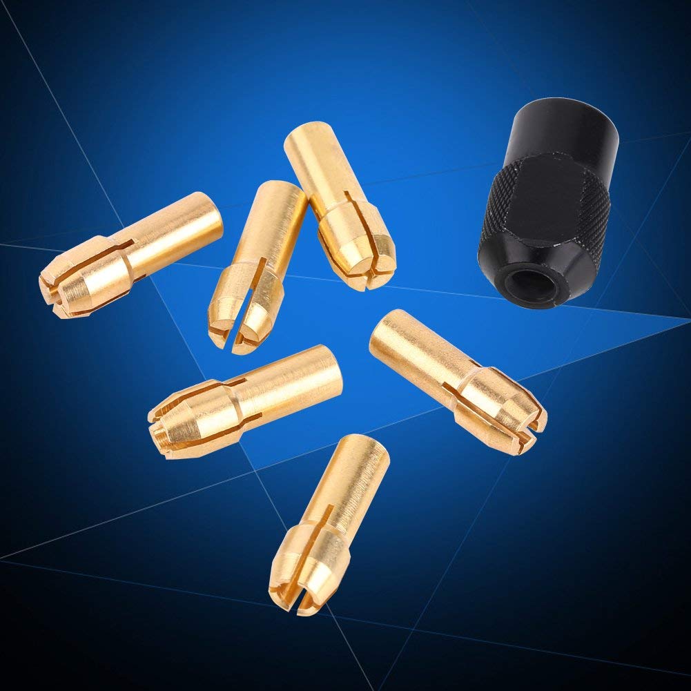 6 Sztuk/zestaw Tuleje Tulei Zaciskowej Narzędzie Obrotowe Tuleja Zaciskowa M8 * 0,75 Nasadka, w Tym Tuleje Tulejkowe 1mm-3,2mm z Czarnym Plastikiem M8 × 0,75 Pokrywa Pasuje do Narzędzi Obrotowych