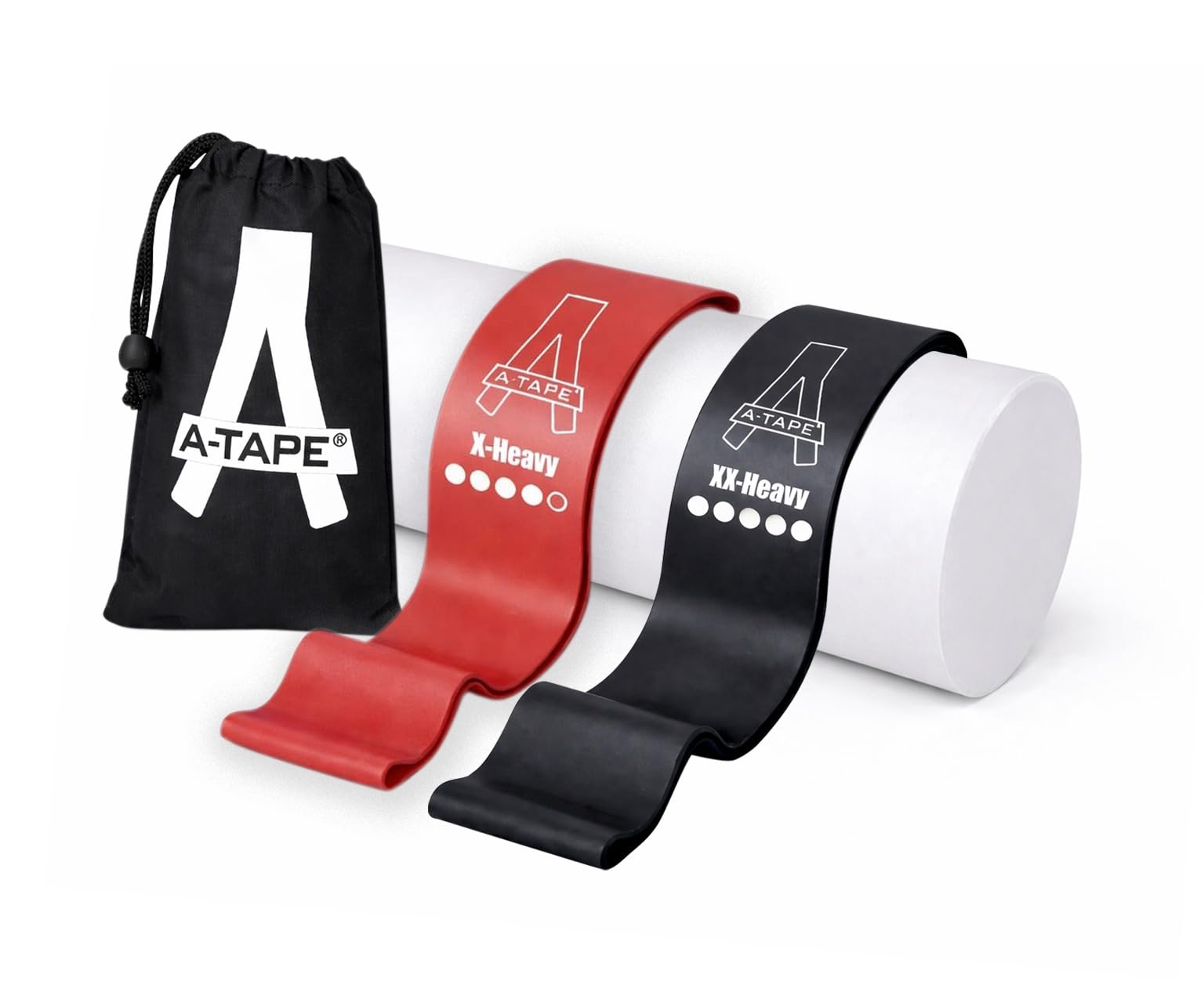 A-TAPE Resistance Loop Exercise Bands for Home Fitness, Yoga Pilates, Stretching, Strength Training, and Physical Therapy - Elastic Workout Bands Set, Ideal for Women & Men (Black & Red (2))